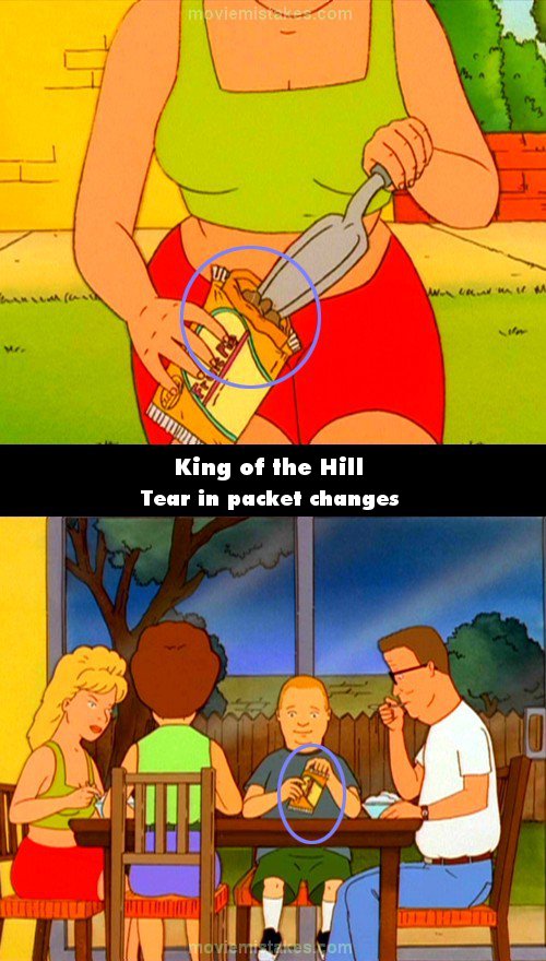 Picture of a mistake in King of the Hill (1997): As Luanne is putting the d...