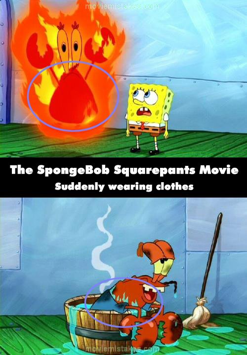 spongebob movie mistakes squarepants 2004 mistake naked quotes goofs animated animation spongey bloopers underwear then barrel facts moviemistakes water