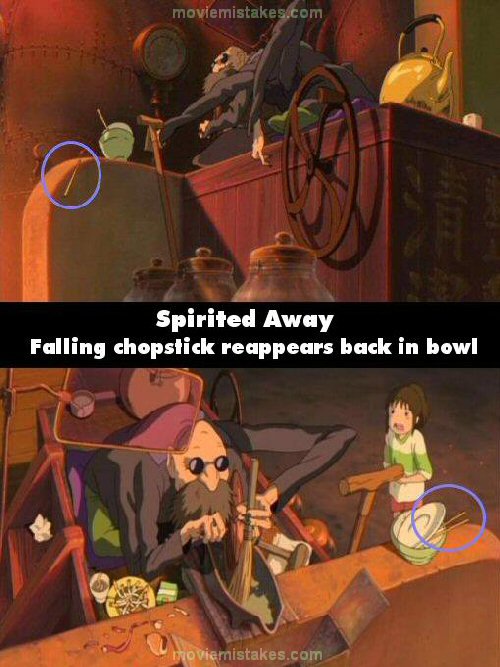 Spirited Away (2001) movie mistakes, goofs and bloopers